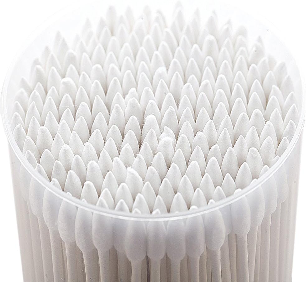 Cotton Swabs White Cotton Heads Organic Cotton Swabs Travel Plastic Holder for Baby Adult Beauty Makeup Salon Bulk Double Round Sharp Long Cotton Stick 200 Pcs