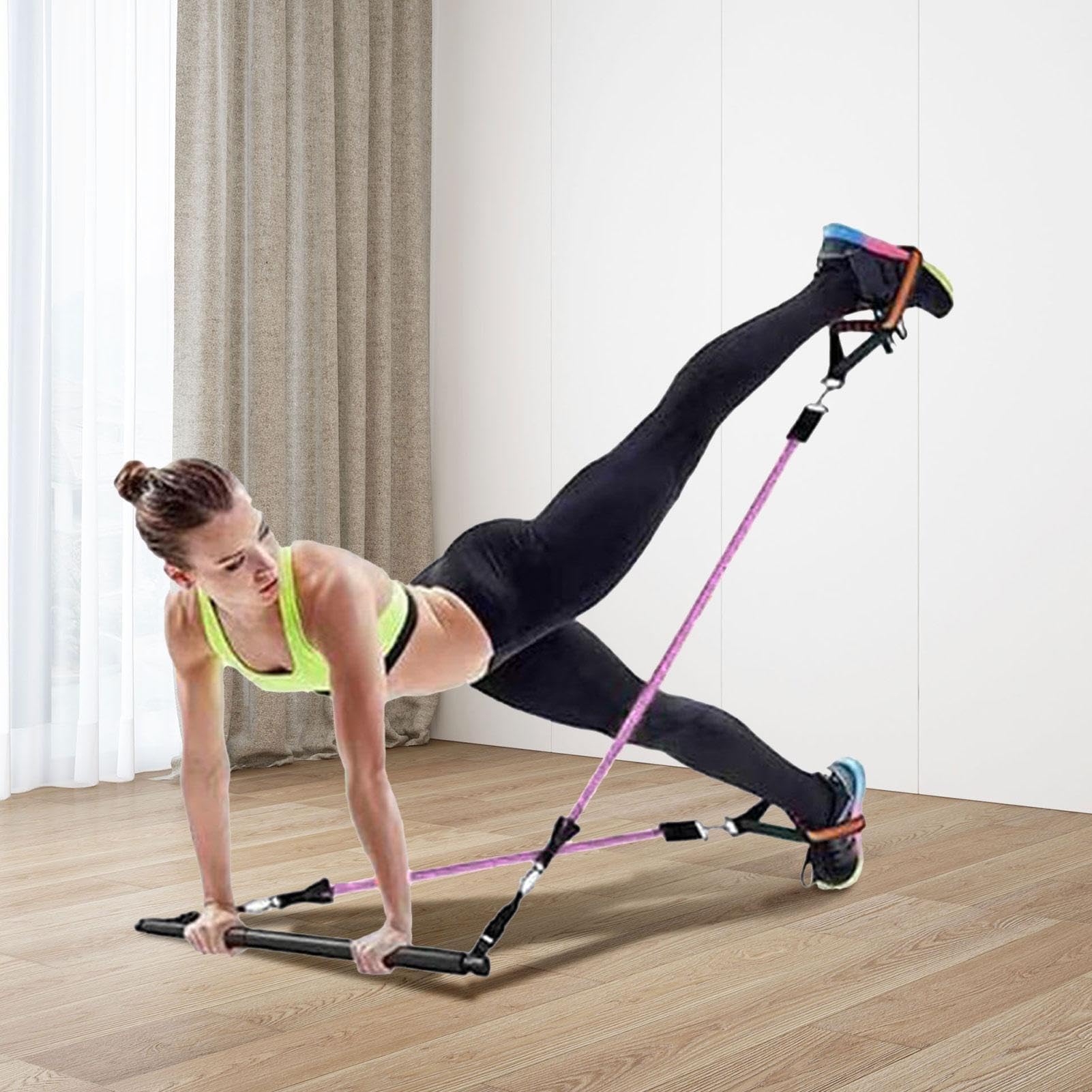 Pilates-Stangen-Set mit Widerstandsbändern, Workout-Ausrüstung, Heim-Fitnessstudio, mit Widerstandsbändern für Damen, Ganzkörper-Krafttraining, Yoga, Pilates