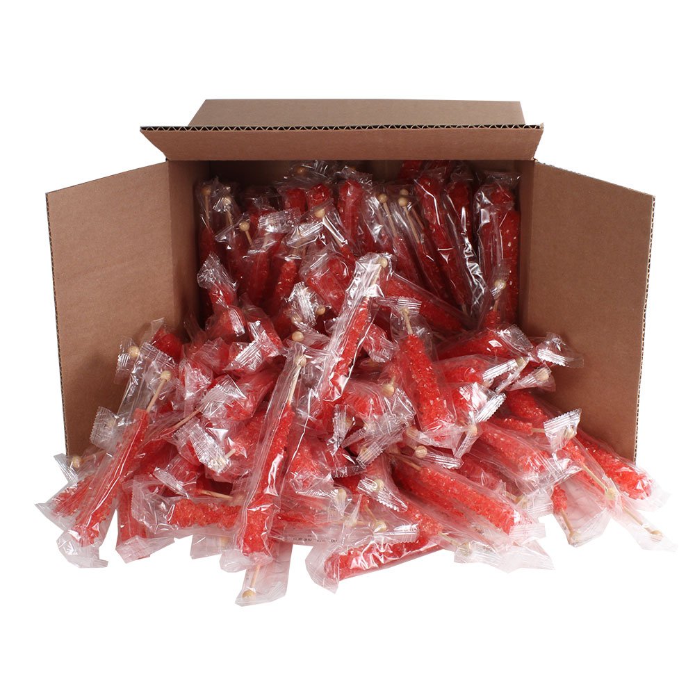Extra Large Rock Candy Sticks: 144 Strawberry Lollipop - Red Rock Candy Sticks - Individually Wrapped - Espeez Rock Candy Sticks for Candy Buffet, Birthdays, Weddings, Receptions and Baby Shower