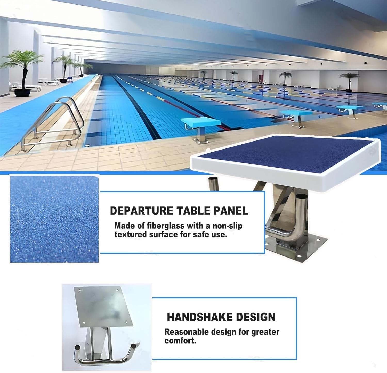 Pool Diving Platform, Diving Starting Block with Stainless Steel Base, Inclined At 15° Diving Board Platform Measures 19.7 X 19.7 Inches (50 X 50 Cm), for Swimming Pools(Upgrade)