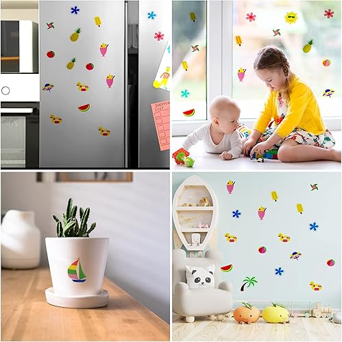 Miniatura 119 de 20 calcomanías de gel gruesas de arcoíris para aula, calcomanías de gel realistas para ventanas para niños pequeños y adultos, hogar, avión