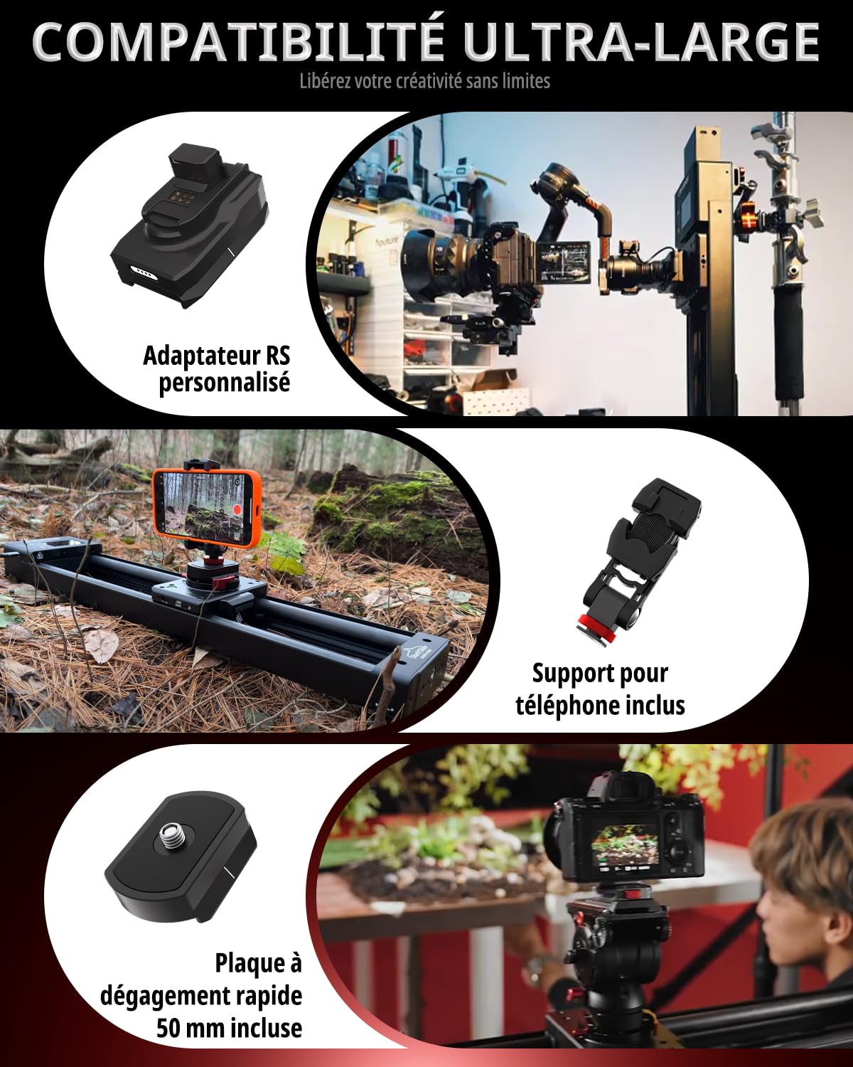 IFOOTAGE Curseur motorisé Shark Nano II 660,5 axes de prise de vue coordonnée, compatible avec stabilisateurs DJI RS2, RS2 Pro, RS3 Pro, RS4, RS4 Pro, charge utile maximale 7 kg, 66 cm