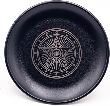 Offering Bowl Prayer Ritual Plate Great for Wicca, Altar use, Ritual use, Incense Burner, smudging Bowl, Decoration Bowl, offering Bowl Black Pentagram