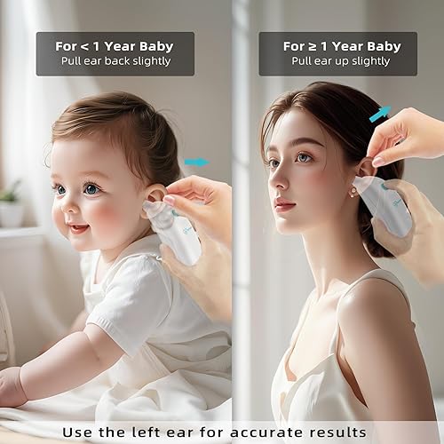 Miniatura 4 de Termómetro de oído para adultos y niños, termómetro digital con alarma de fiebre y lecturas instantáneas de precisión, pistola de termómetro