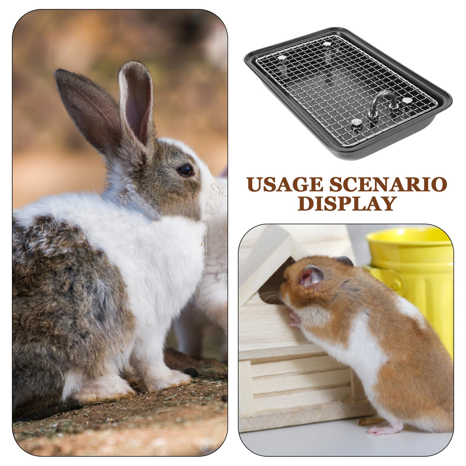 Lettiera per Conigli in Acciaio Inox 30X20X4,5 CM Rete Rimovibile, Vaschetta Spaziosa Anti-Morso per Piccoli Animali, Adatta per Gabbie di Conigli, Furetti e Roditori