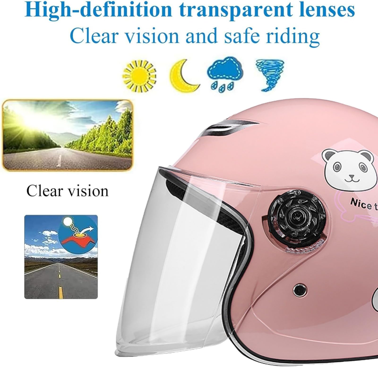 Kask motocyklowy dziecięcy z wizjerem, otwarty kask motocyklowy dla dzieci w wieku 4-12 lat (chłopcy i dziewczęta), kask motocyklowy do roweru i skutera, uniwersalny na wszystkie pory roku