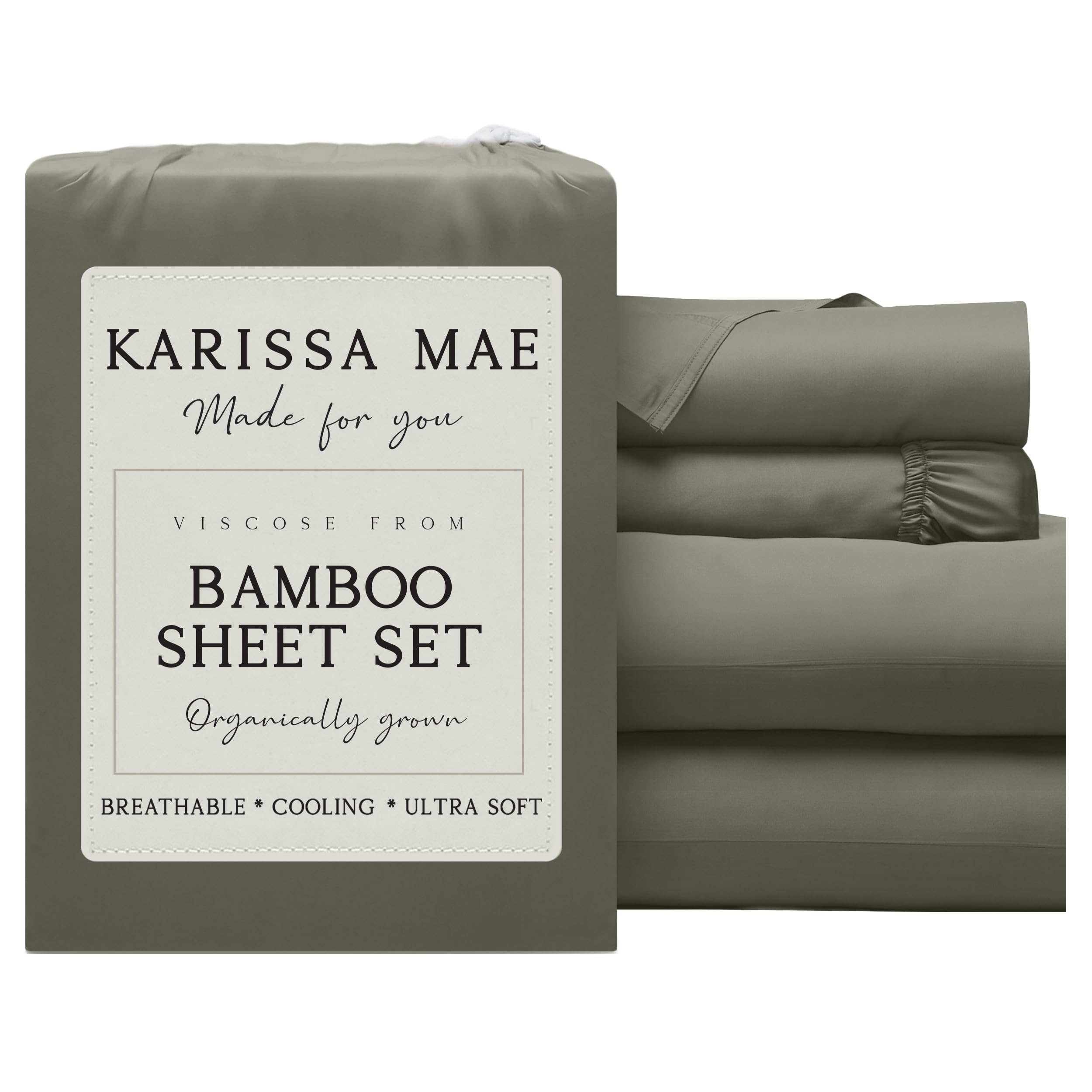 KARISSA MAE Luxury Bamboo Viscose Cal King Size Sheet Set