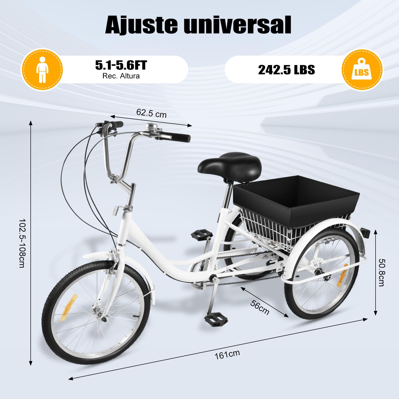 FUROMG Tricycle Pliable 24 Pouces Velo Pliant Adulte Pour Adultes,VéLos