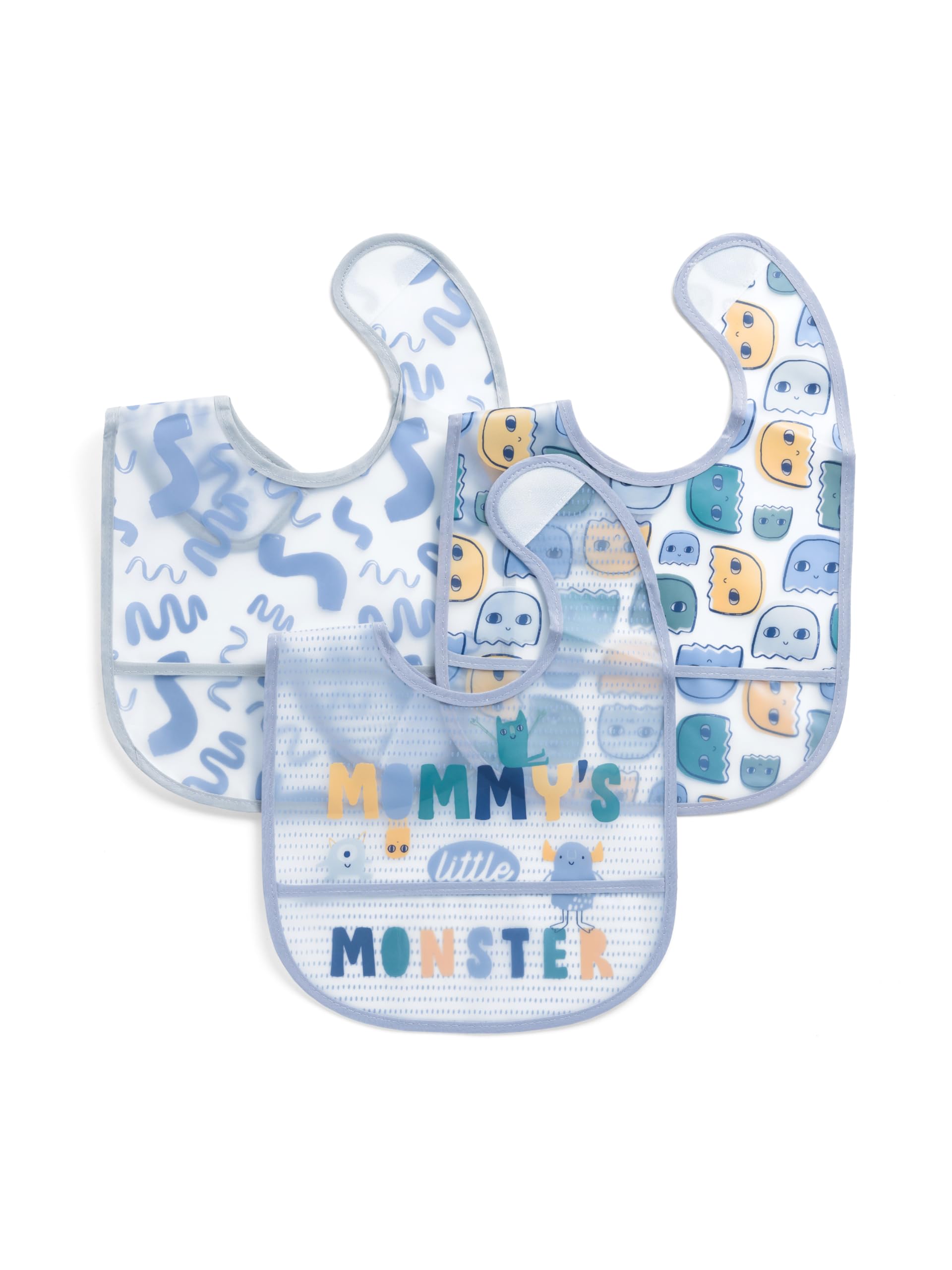 Feto Blue & Graphic Pattern Baby Bibs Combo for Boys & Girls | Baby Bibs for 0 to 12 Months | Waterproof PEVA Fabric Bibs | Soft Cotton Bib (Pack of 3)-image-38
