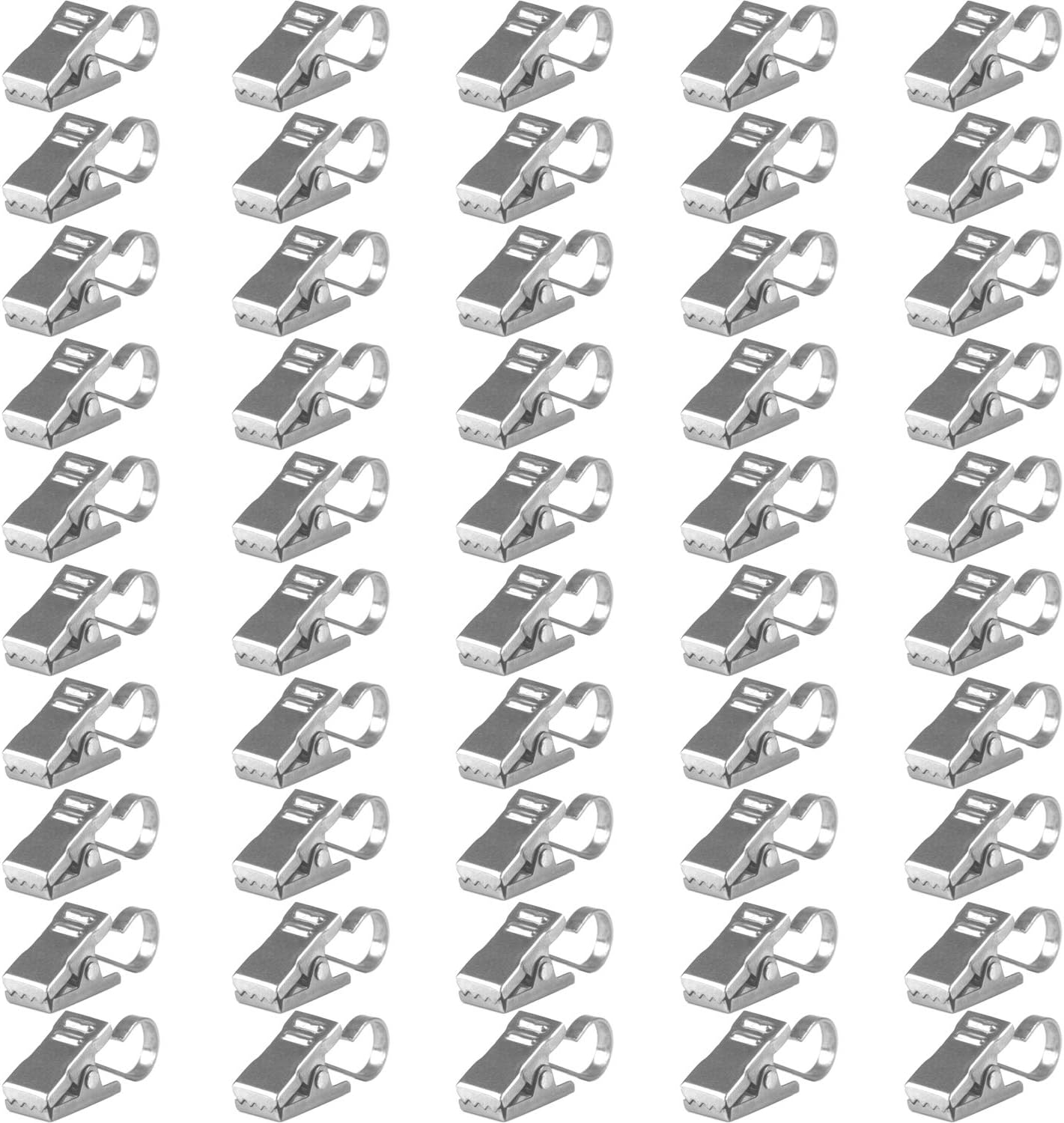 BIHRTCPack of 50 Thickening Stainless Steel Curtain Clips With Hook for Curtain Photos Home Decoration Arts & Crafts Outdoor Party Wire Holder
