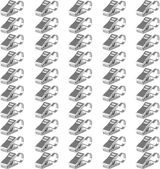 BIHRTC Pack of 50 Curtain Clips Thickening Stainless Steel with Hooks Lights Hanger Small Metal Wire Holder for Shower Home Decoration Photos Picture Arts Crafts Display Outdoor Activities Supplies