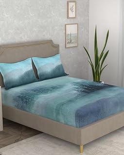 Portico New York Super King Size Flat Bedsheet with 2 Pillow Covers Facets (Multicolor 5)