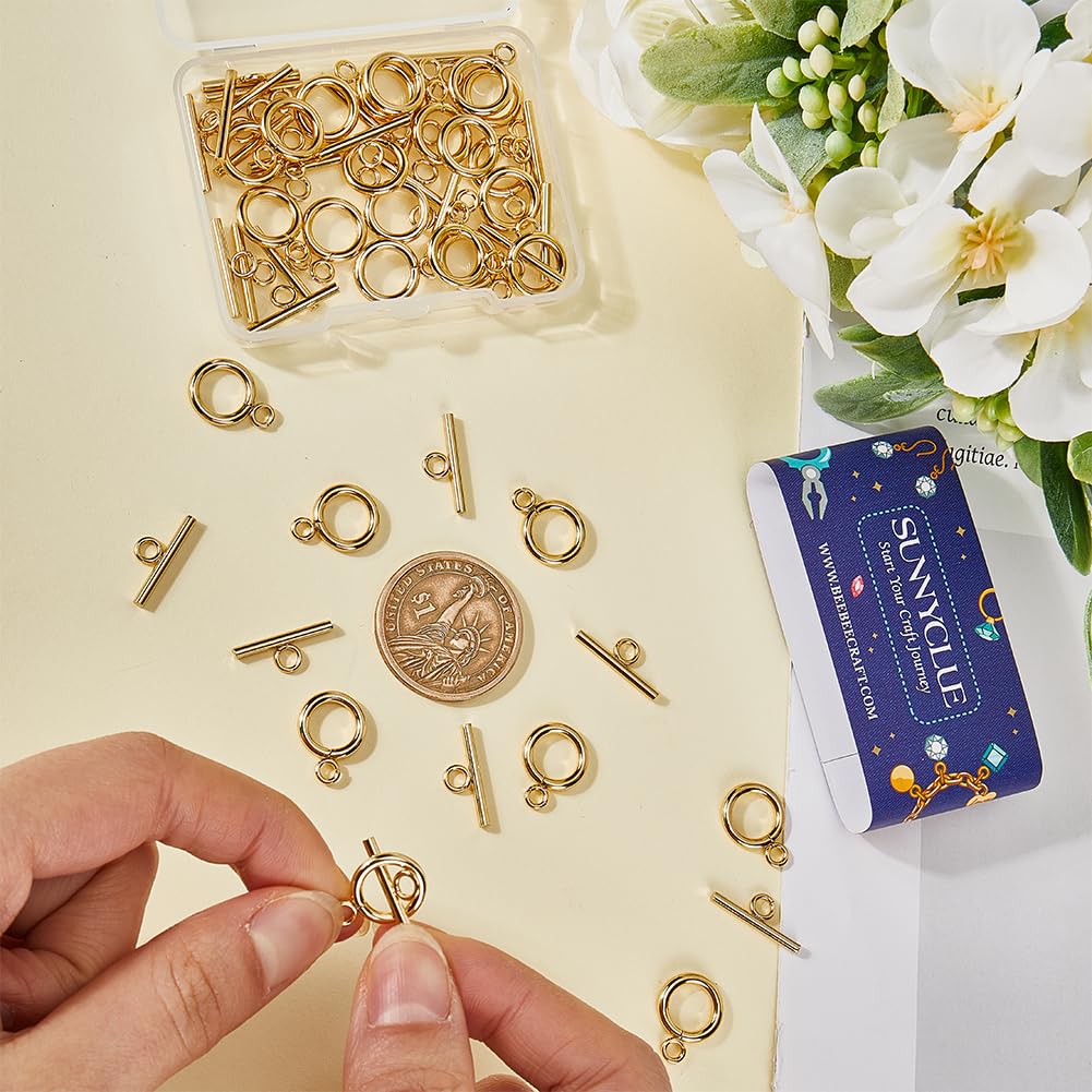 SUNNYCLUE 1 scatola 10 set Chiusure A Ginocchiera In Acciaio Inossidabile Collana In Argento Chiusura A Ginocchiera Chiusura A Cerchio Sfusa Connettore Anello A T Anello A Catena Ovale Antica Chiusura