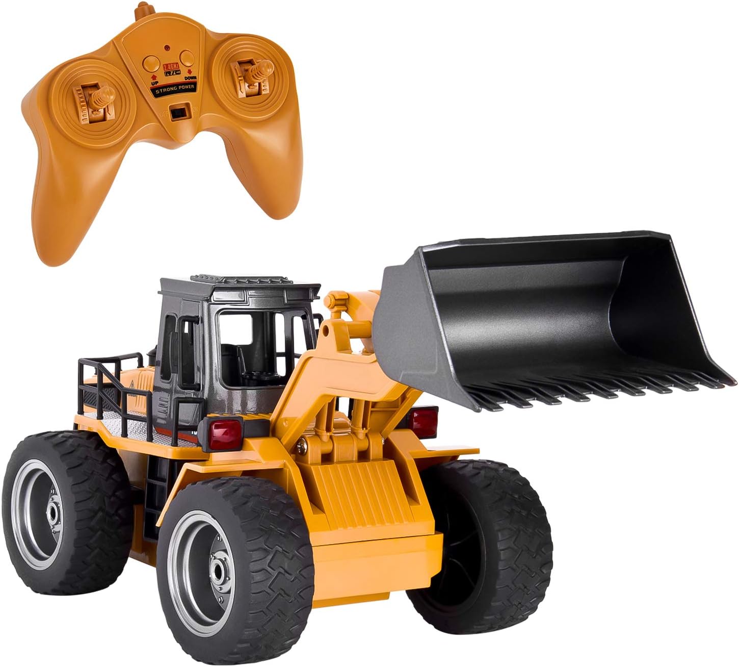 Remote Control Bulldozer Toy 1:16 Hobby RC Trucks Aluminum Alloy Construction Vehicles 4WD Front Loader for 8-15 Years Old Boys Kids Gift