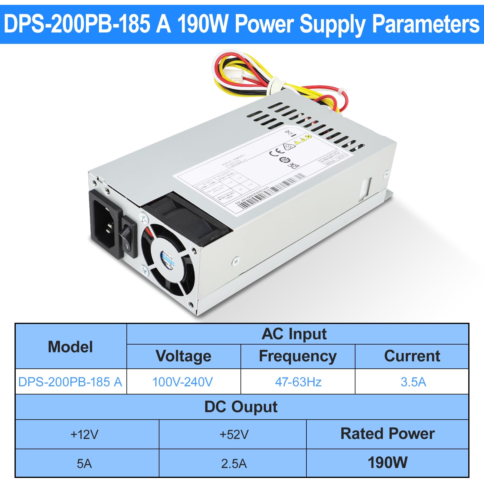 Upgraded DPS-200PB-185 A Fuente de alimentación de 190W de Repuesto para Hikvision 7808N PoE Videograbador Compatible con Delta 7816N 7916N 7808N DPS-200PB-185A DPS-200PB-203A (Conector 6Pin+2Pin)