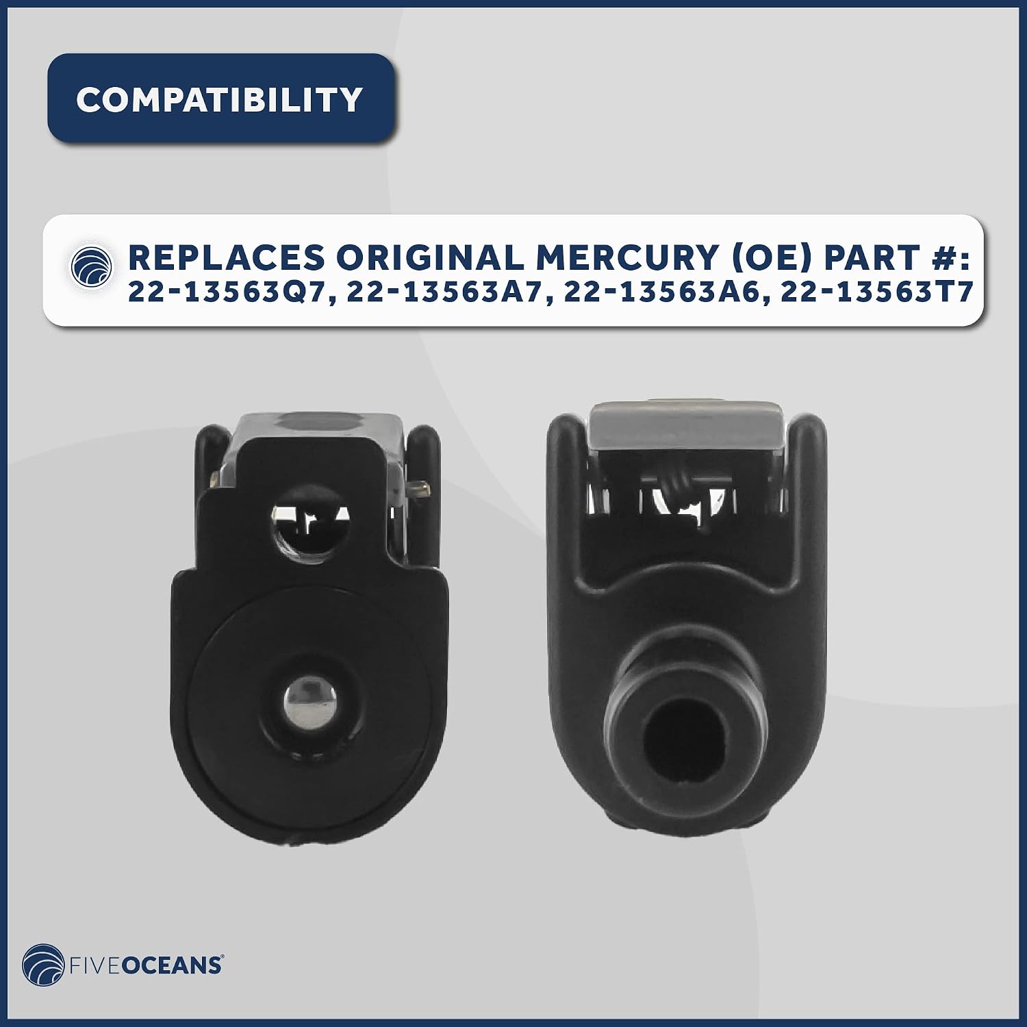 Five Oceans 3/8 Barb Female Fuel Line Quick Connector for Yamaha/Mercury Outboard Connections and Mercury Fuel Tank Side, Replaces Part 22-13563Q7, 22-13563A7, 22-13563A6, 22-13563T7 - FO2888