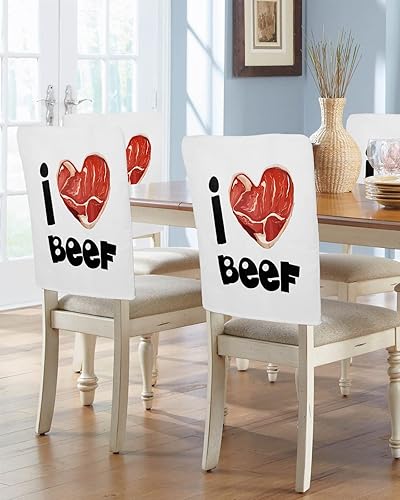 Miniatura 2 de Maliyand Juego de 4 fundas protectoras para sillas de comedor, diseño de corazón de carne de res, extraíbles y lavables, para comedor, prevención de