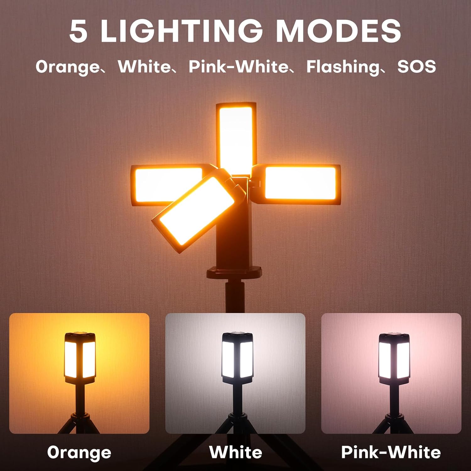 Camping Light with Stand,Telescopic Rechargeable LED Work Lights 4000LM with Remote,14000mAh Waterproof IPX5 Outdoor Lights,Emergency Lighting for Camping,Hiking,Power Outages.