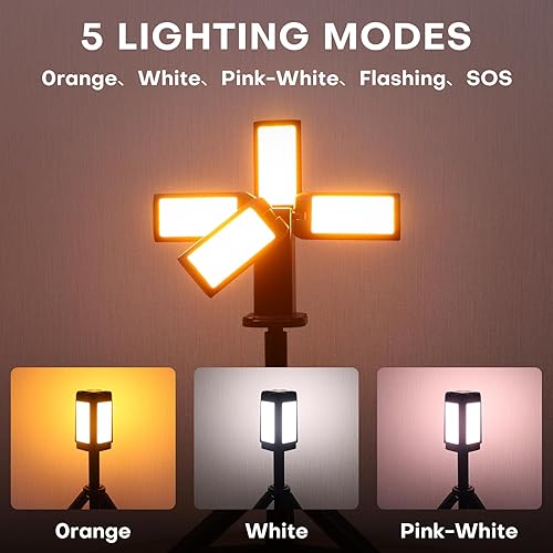 Miniatura 2 de Luz de camping con soporte, luces LED telescópicas recargables de trabajo de 4000 lm con control remoto, 14000 mAh impermeable IPX5 luces al aire