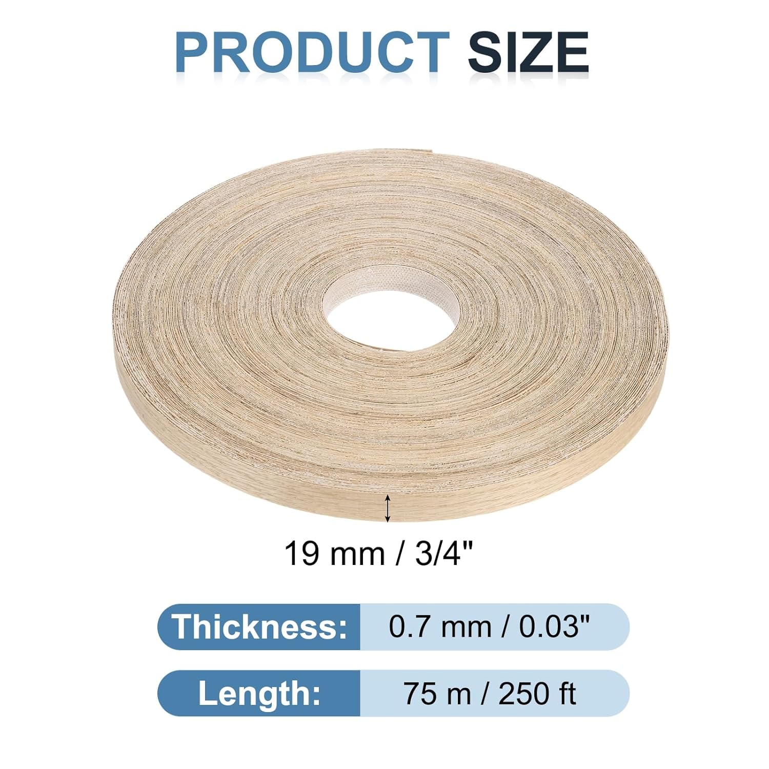 PATIKIL White Oak Edge Banding, 3/4 Inch x 250 ft Wood Veneer Tape Pre-glued Flexible Plywood Edge Banding with Hot Melt Adhesive for Furniture Restoration 3/4 Inch x 250 ft White Oak 1