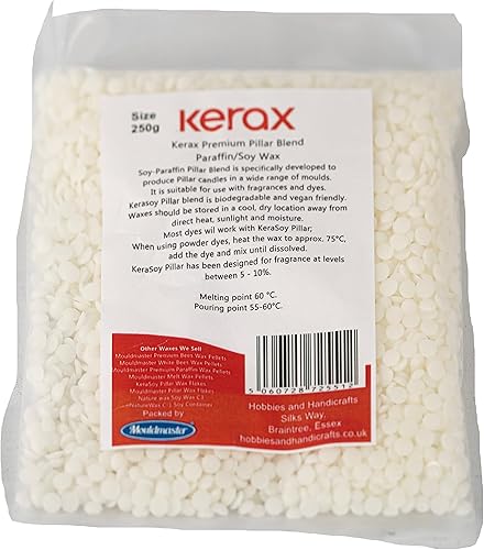 Mouldmaster 8.82 oz Kerax Parafina Mezcla de Soja Pilar Cera, Blanco