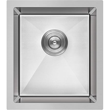 MENATT 15-inch Undermount Bar Sinks, 304 Stainless Steel Workstation Bar Prep Sinks, Single Kitchen Sink Bowl, 15" x 17" x 8"