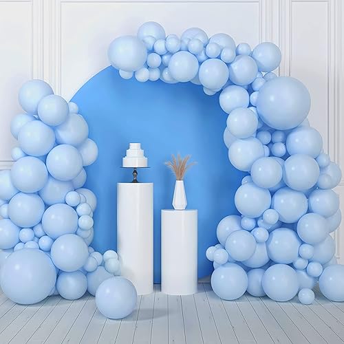 Miniatura 6 de Globos de látex de color azul pastel para fiesta, 130 unidades de 5+10+12+18 pulgadas con decoraciones de confeti, globos de cumpleaños para