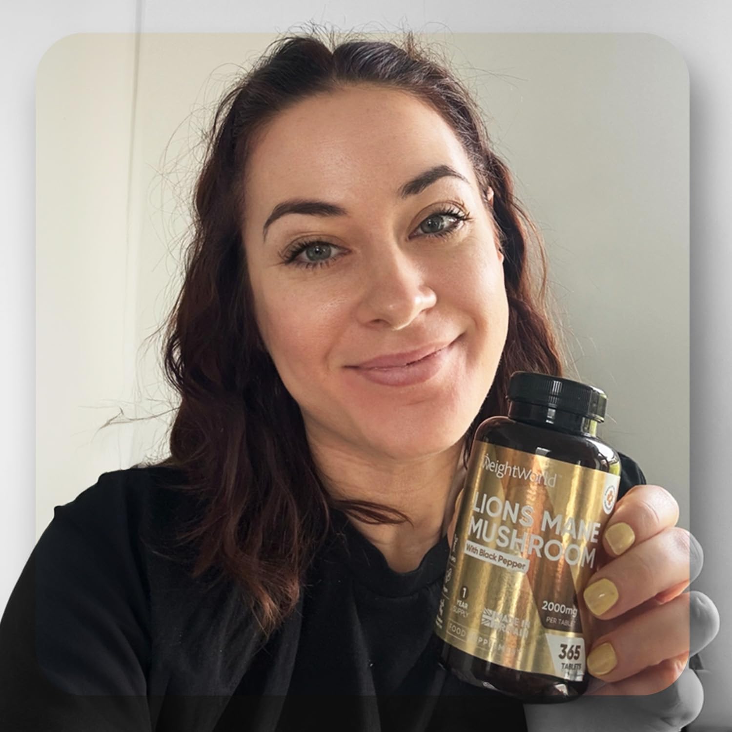 Löwenmähne Pilz 365 Tabletten - 2000mg je Tablette - 50% Polyphenol - Lions Mane Mushroom (Hericium Erinaceus) - 25:1 Extrakt mit Schwarzer Pfeffer 30mg - 1 Jahr Vorrat - WeightWorld