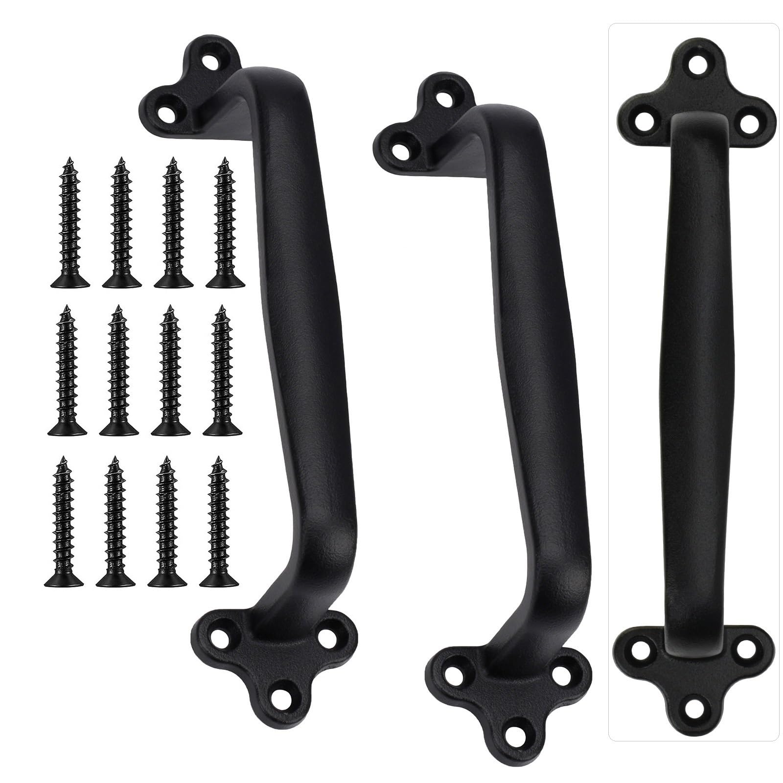 2 Pcs 7.6" Gate Handle Carbon Steel Casting Sliding Barn Door Handles, Fence Outdoor Barn Door Hardware Iron Hardware Pulls (Vintage Farmhouse Cabinet Pulls,Garage(with Screws)