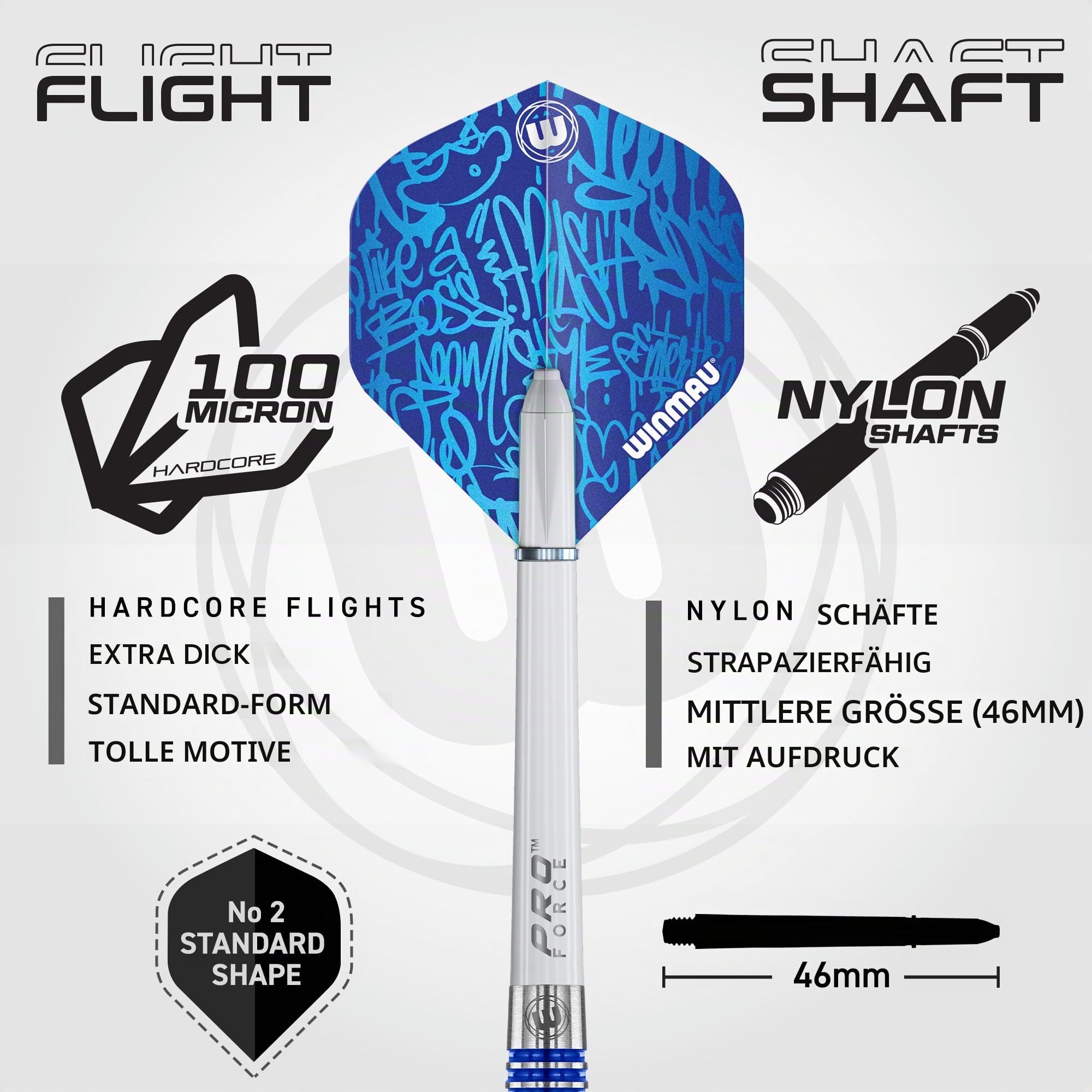 WINMAU Darts Advance 500 Series Dartpfeile mit Dartflüge und Dart Stiele