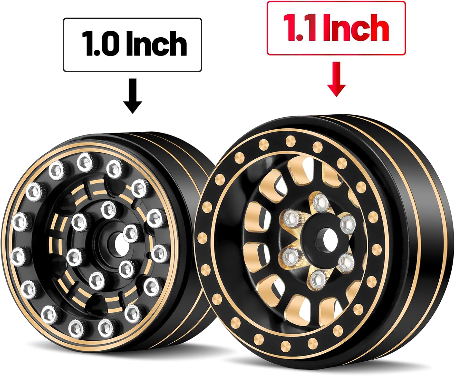 OGRC 1.0 Plus Brass Beadlock Wheels Negative Offset 3.5mm Wheel Rims for TRX4M SCX24 Gladiator Bronco C10 JLU Deadbolt 1/18 1/24 RC Crawler Car - 42g/Pc