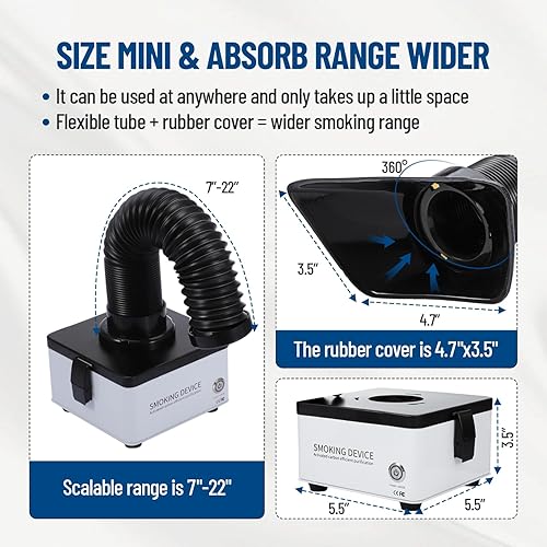 Miniatura 4 de PRECIPETTE Extractor de humos de soldadura, manguera de succión fuerte, absorbente de humo para soldadura, filtro portátil para soldadura, equipo de