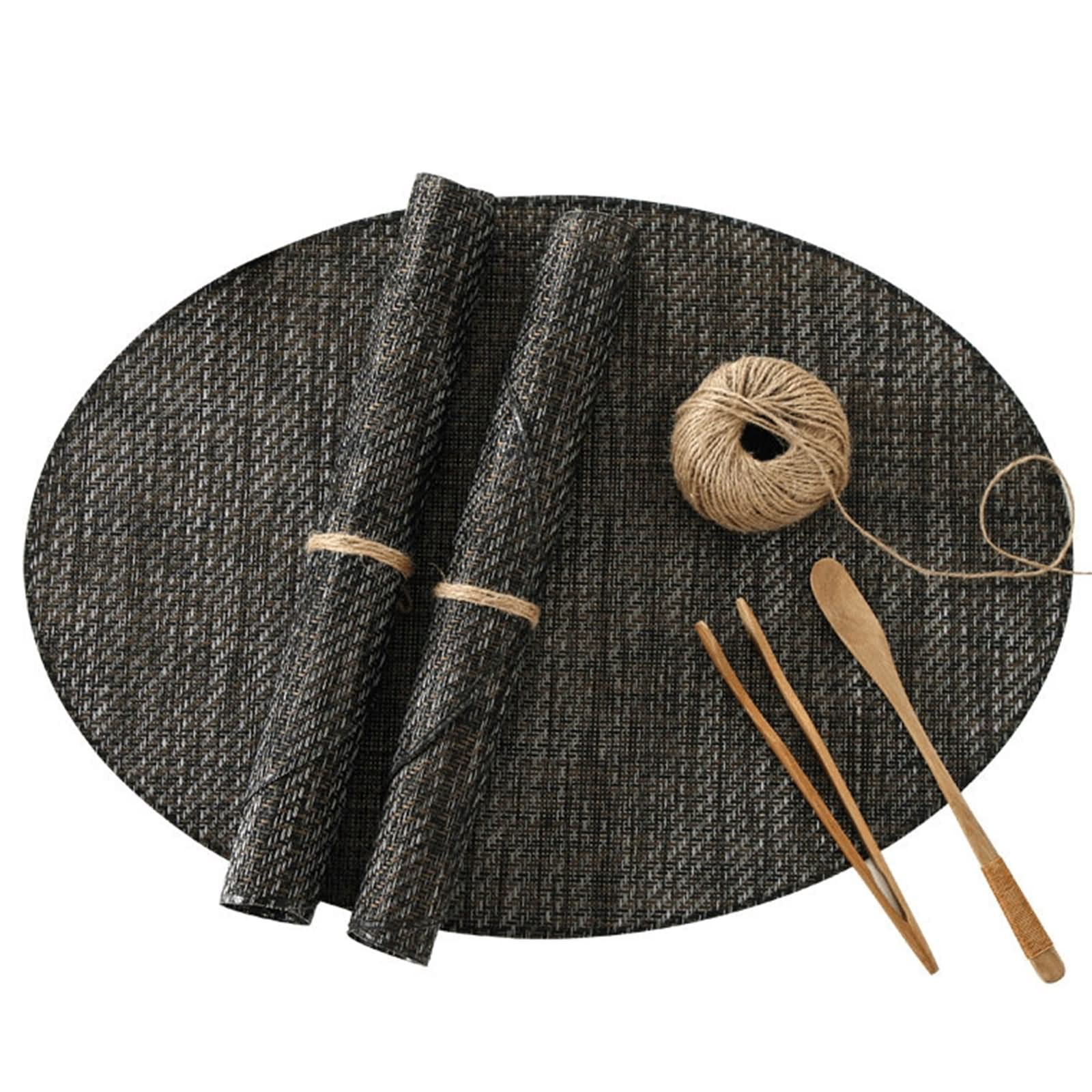 Juego de 6 manteles individuales para otoño, color negro, 45 x 30 cm, tejido ovalado, PVC