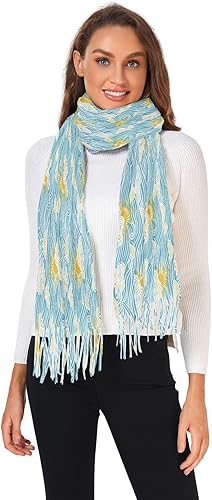 Miniatura 2 de bonita cachemira sentir invierno bufandas cálidas para navidad retro cielo sol olas chalinas para mujer de frio