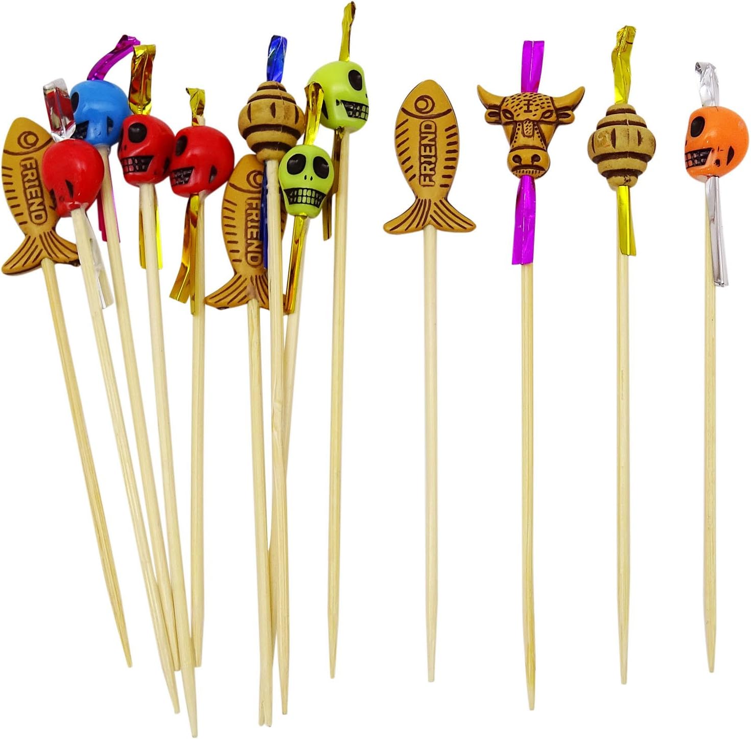 Prakritii 10.5 Cm Long Bamboo Designer Fruit Sticks Cocktail and Hors' D'oeuvre Pick