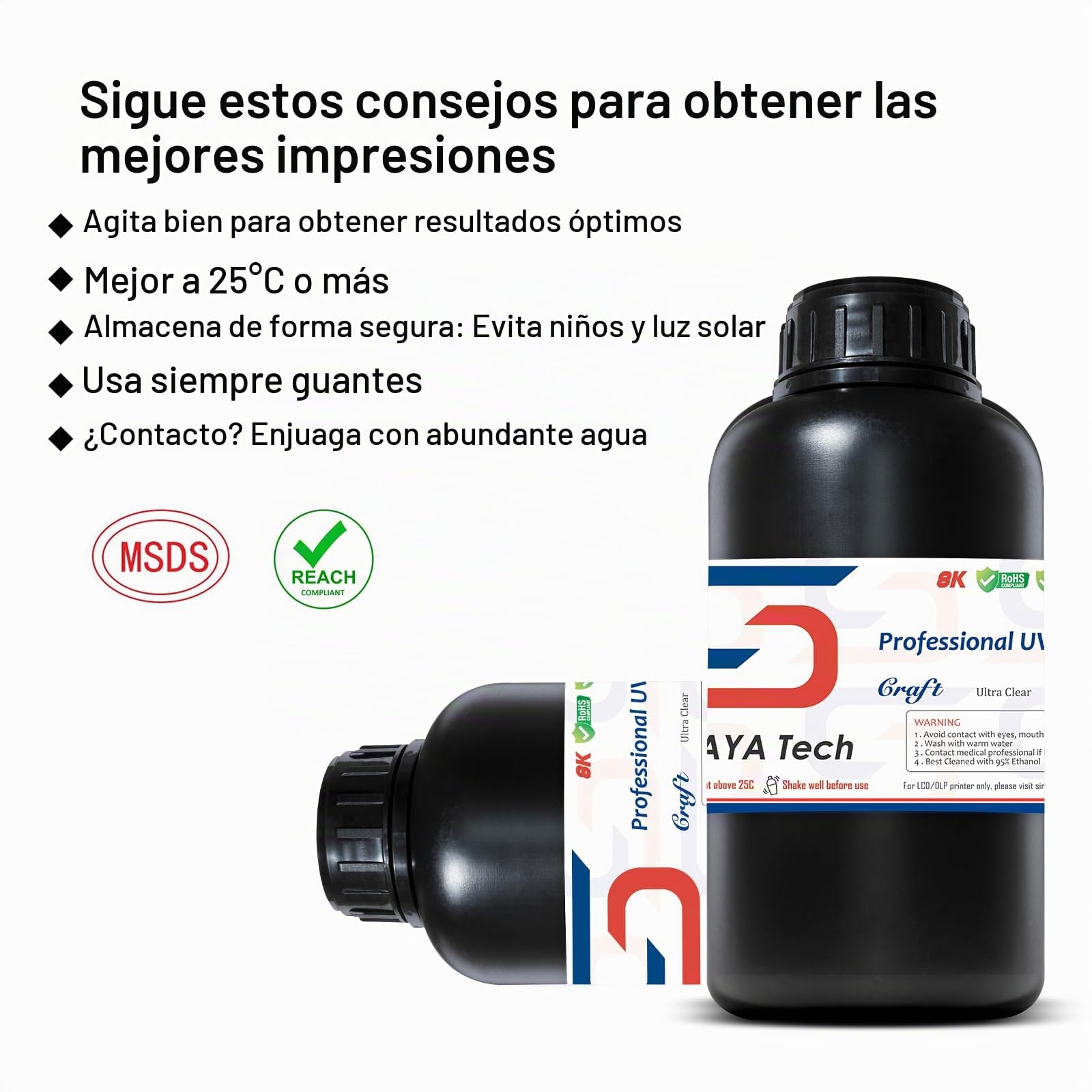Siraya Tech Craft Resina de Impresora 3D ultratransparente Alta Transparencia No Amarilla como Otras resinas Resina de curado rápido Diseñada para Manualidades para LCD DLP (1 kg, Alta Transparencia)