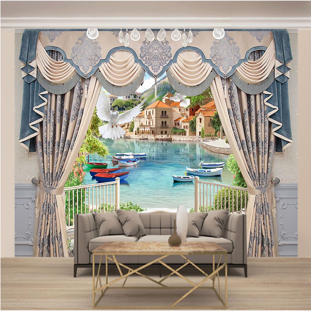 Papier peint Venise 3D panoramique pour agrandir un petit salon avec un trompe l'œil