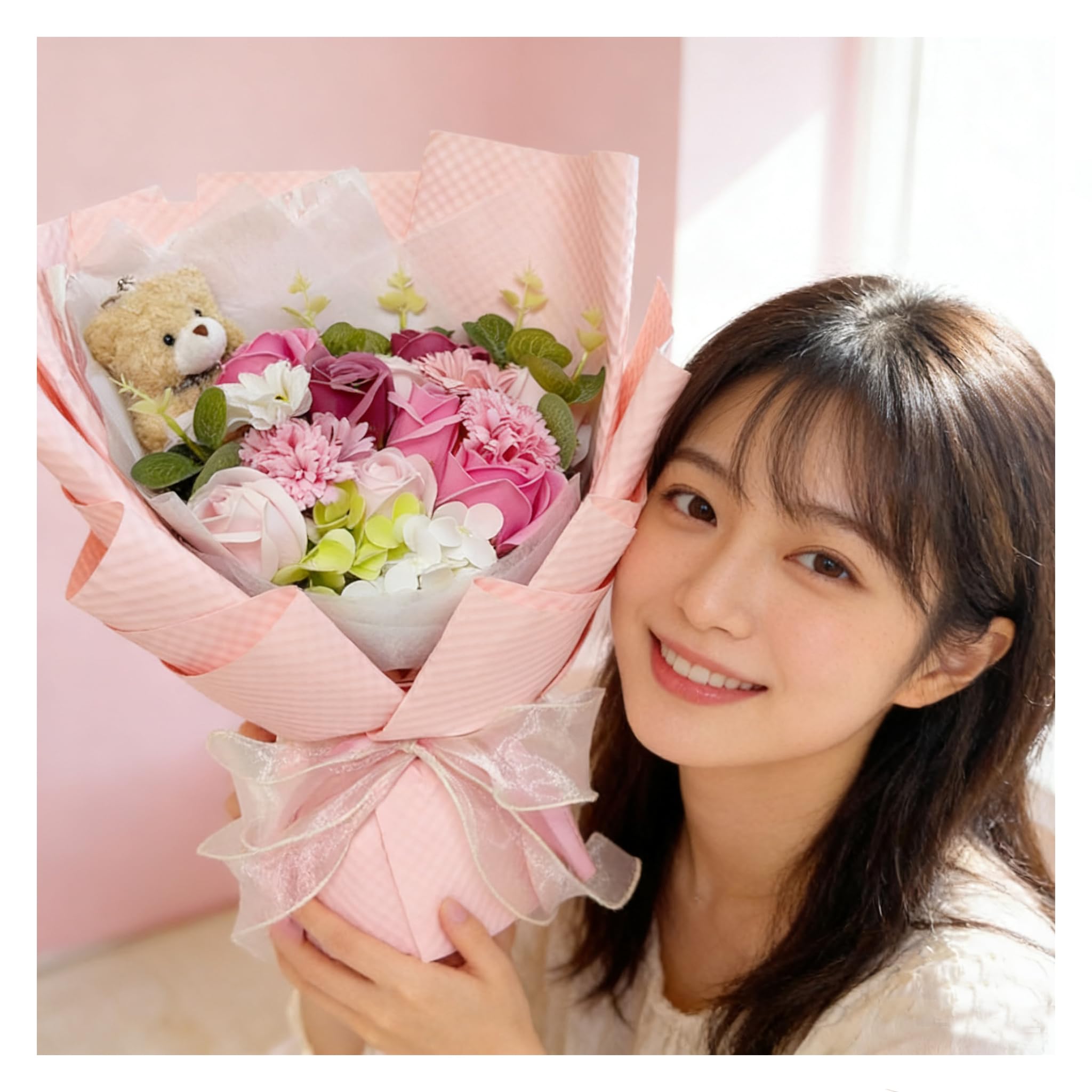Amazon.co.jp: DoraSaku ソープフラワー 花束 造花【2WAY で楽しめる