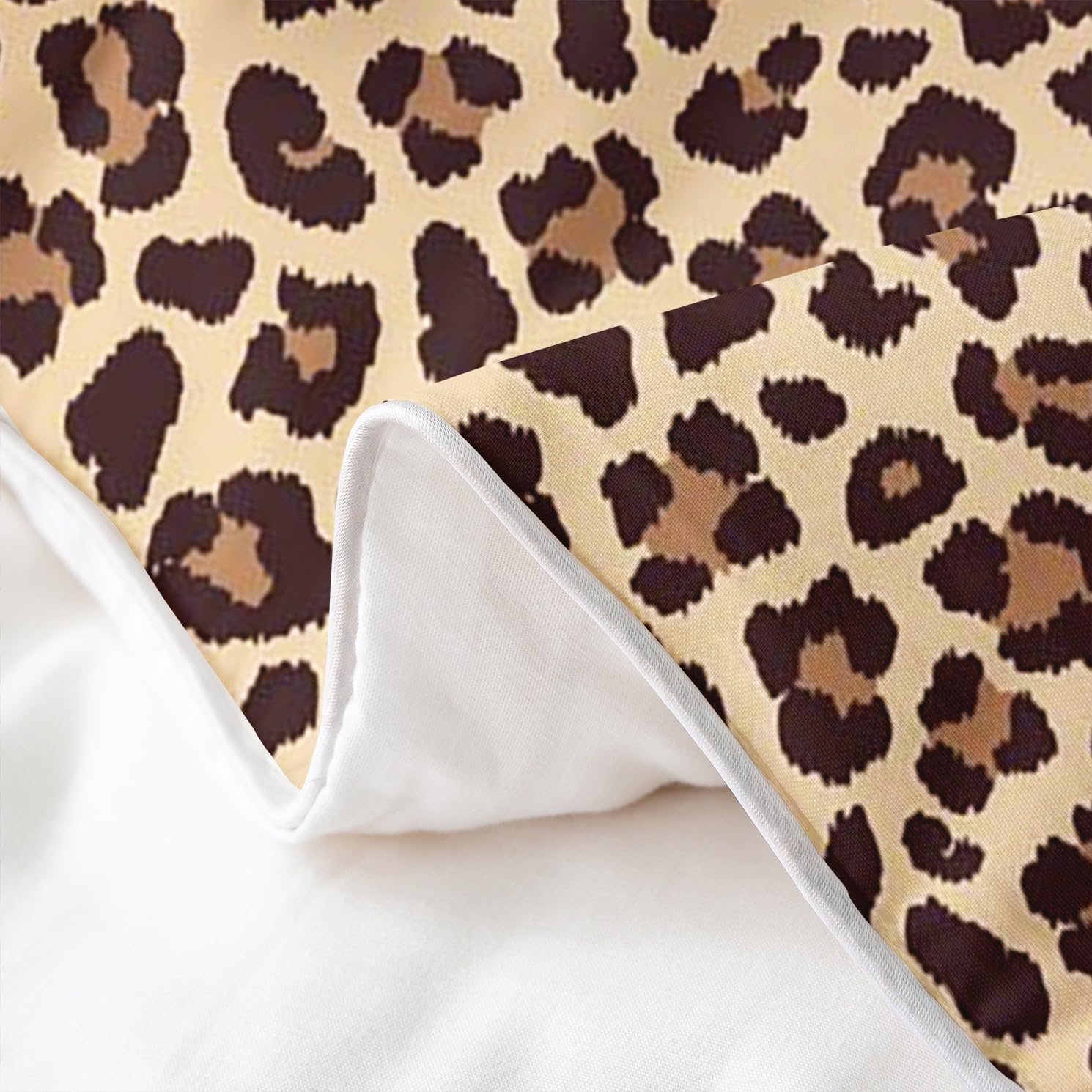 Homemissing Leopardenmuster, 100 % Baumwolle, Bettbezug 220 x 240 cm, für Kinder, Gepard, Bettwäsche, Set, Safari, Tiere, Baumwolle, Bettbezug, Braun, Schwarz, Bettwäsche-Set