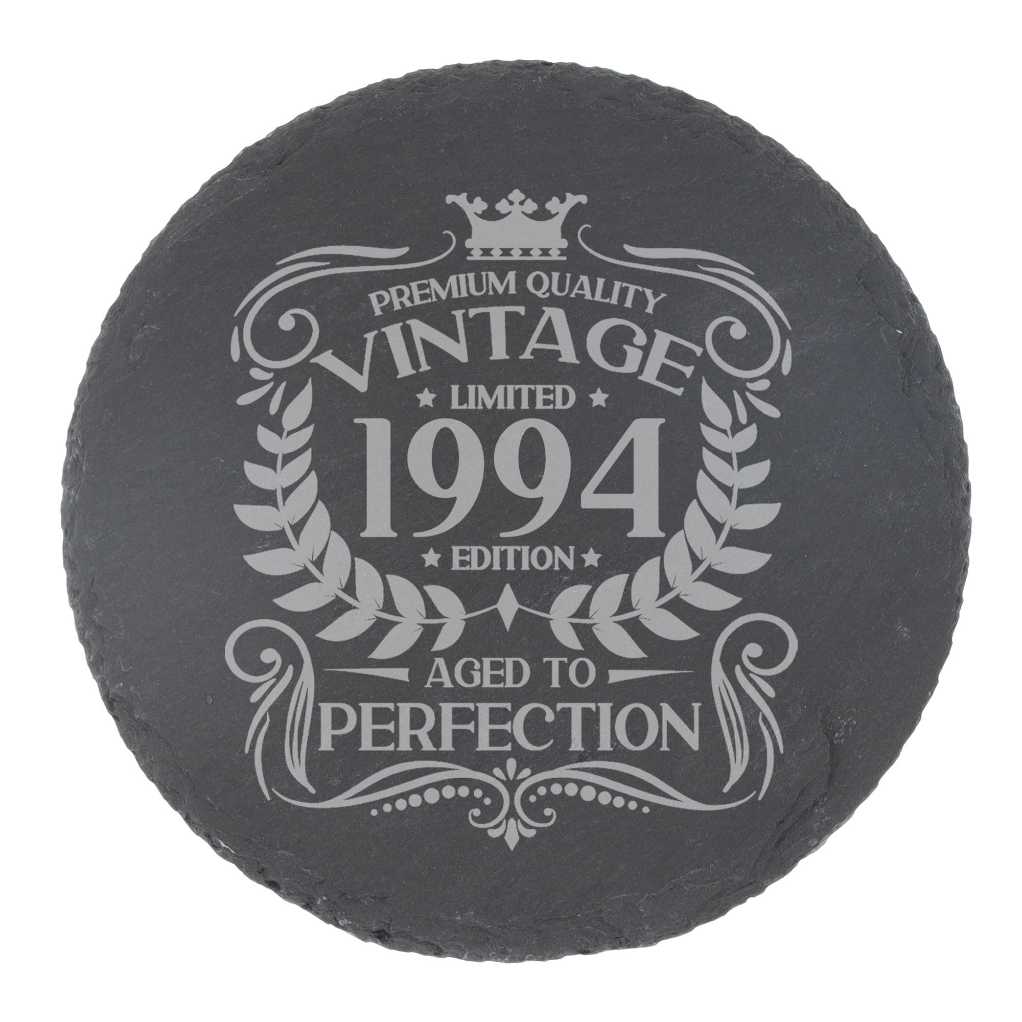 80th Birthday Gift for Men Vintage 1946 Aged to Perfection Engraved Slate Coaster Present for 80 Year Old Etched Natural Slate Placemat (Round Slate) — view 123