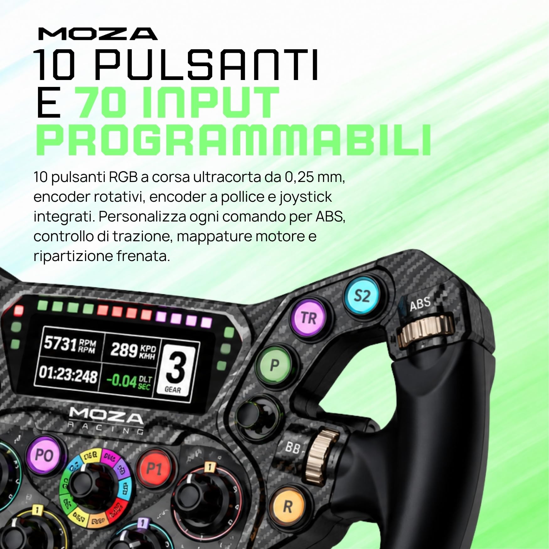 MOZA KS PRO Volante Formula GT 300 mm per Simulatore di Guida PC, Elegante Design a Farfalla, Fibra di Carbonio, Pulsanti RGB Programmabili, Palette Magnetiche Hall con Doppia Frizione, Sim Racing