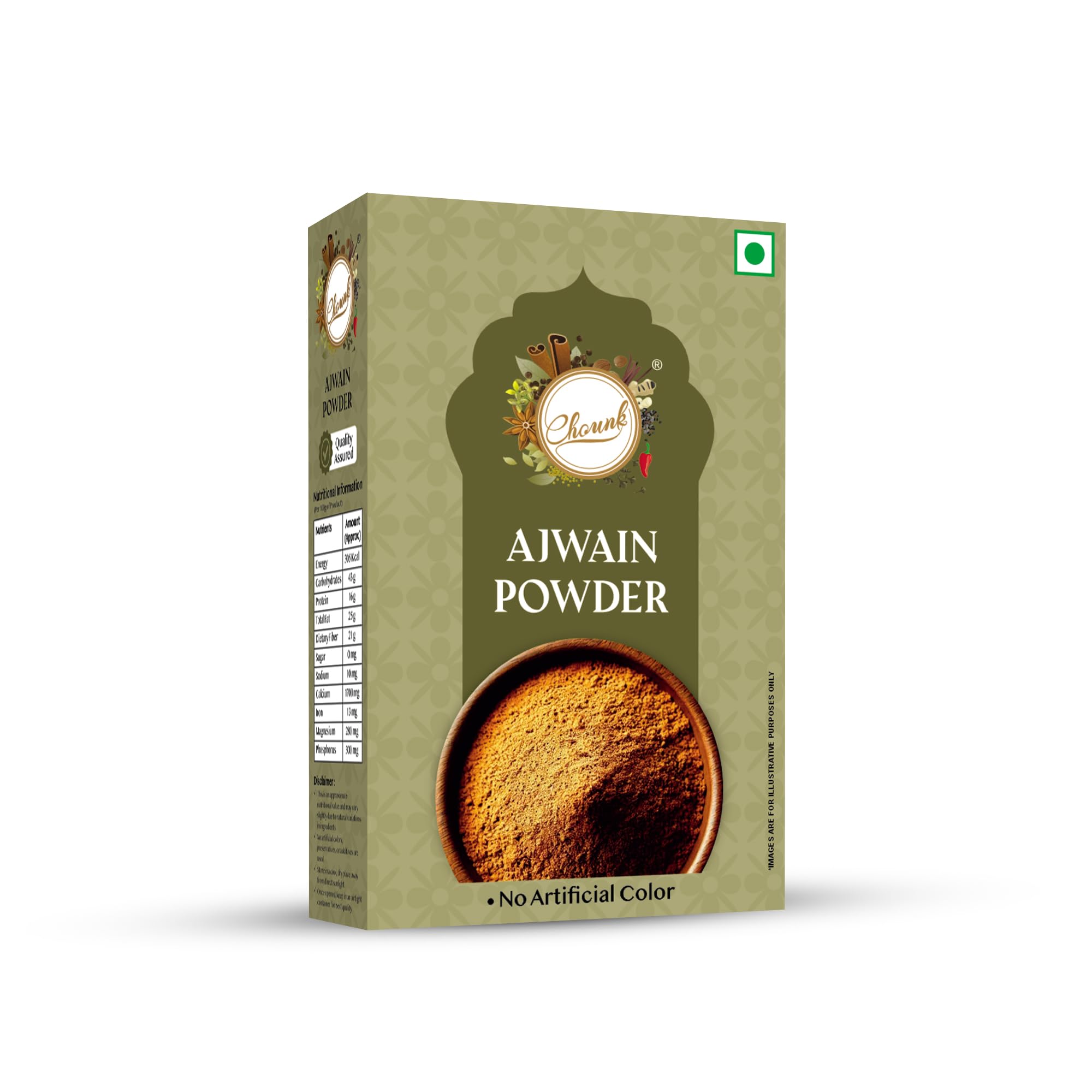 Chounk Spices Natural Ajwain Powder | Carom Seeds Powder with No Preservatives and No Additives | Carom Seeds Bishops Weed Powders - 100 gm (Pack of 1)