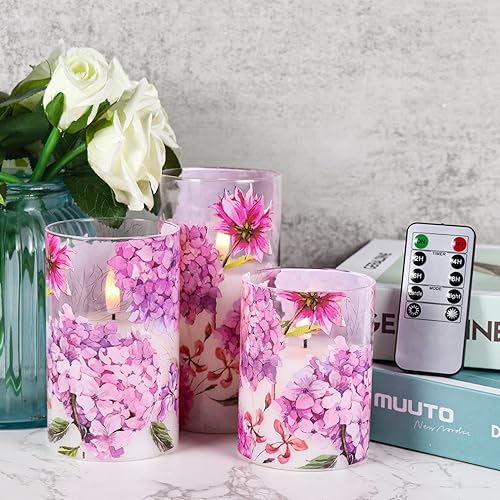 Miniatura 18 de Eldnacele Vela de cristal sin llama de Papá Noel con temporizador remoto, funciona con pilas, velas LED parpadeantes, paquete de 3 velas de Navidad