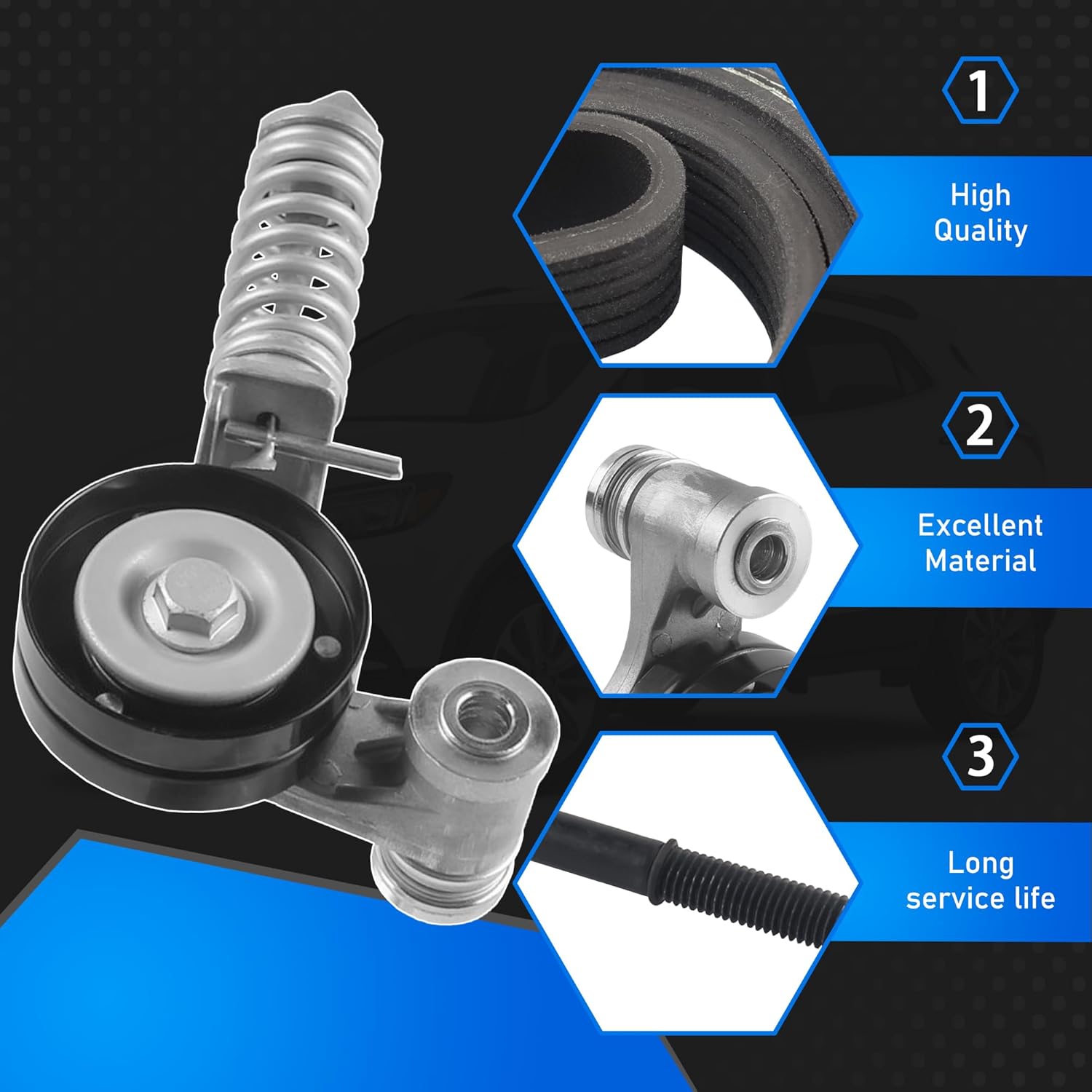 Engine Serpentine Drive Belt Kit with Tensioner and Bolt Compatible with 2013-2021 Buick Encore Chevy Sonic Cruze Trax L4 1.4L Replaces 25195388 55565236 55352021