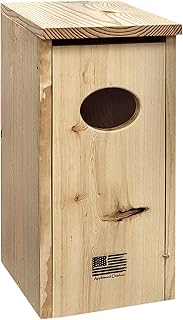 Made in USA,Premium Pine Wood Duck House, Install Ready Nesting Box for Wood Ducks and Hooded Mergansers, Handcrafted Nesting Box w/Ventilation, Durable Duck House for Outdoor Use- Applewood Outdoor