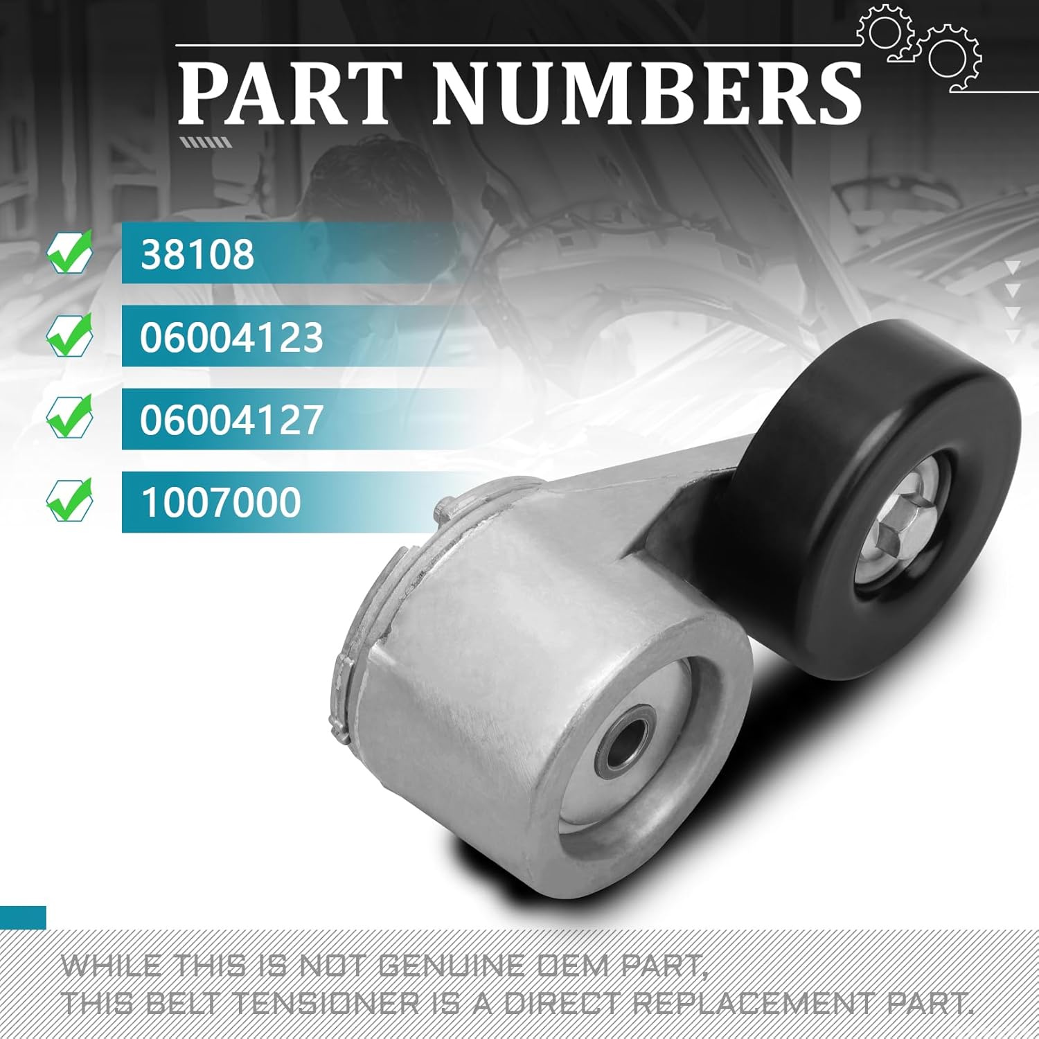IRONTEK 38108 Belt Tensioner Pulley Assembly fit for Chevrolet (1987-1989 Astro/ 1989-1995 Blazer/ 1988-1995 C1500/ 1992-1995 C1500 Suburban/ 1988-1995 C2500), for GMC C1500/C2500#10129558 10187658