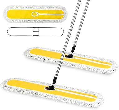 Suclain 2 Pack Dust Mop 43" 36" Commercial Dust Mop Floor Sweeper Adjustable Sweeper Mop Dust Mops Industrial Mops Broom with Long Handle for Floor Cleaning Hardwood, Tiles, Marble Floors36 Inch