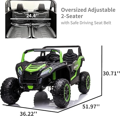 Miniatura 2 de POSTACK Juguete de paseo XXXL de 24 V de 220 libras para niños grandes, auto eléctrico de juguete de 2 plazas para niños, auto de paseo con control