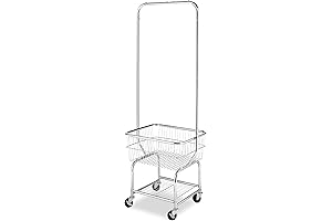 Multipurpose Rolling Laundry Cart with Wheels and Hanging Bar - Storage Simplified
