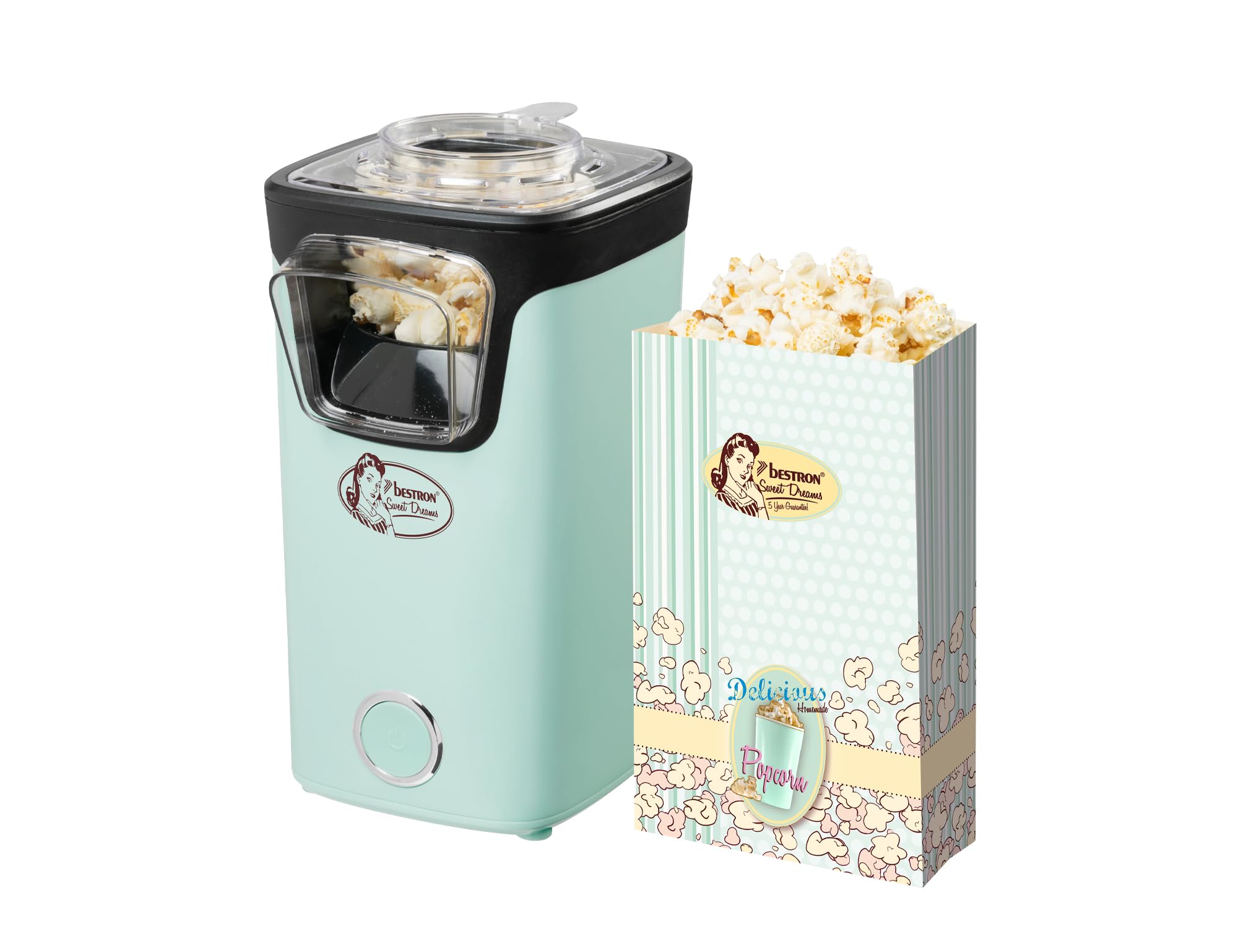 Bestron Appareil à donuts au design rétro, Sweet Dreams, Revêtement anti-adhésif, 700 Watts, Couleur: menthe